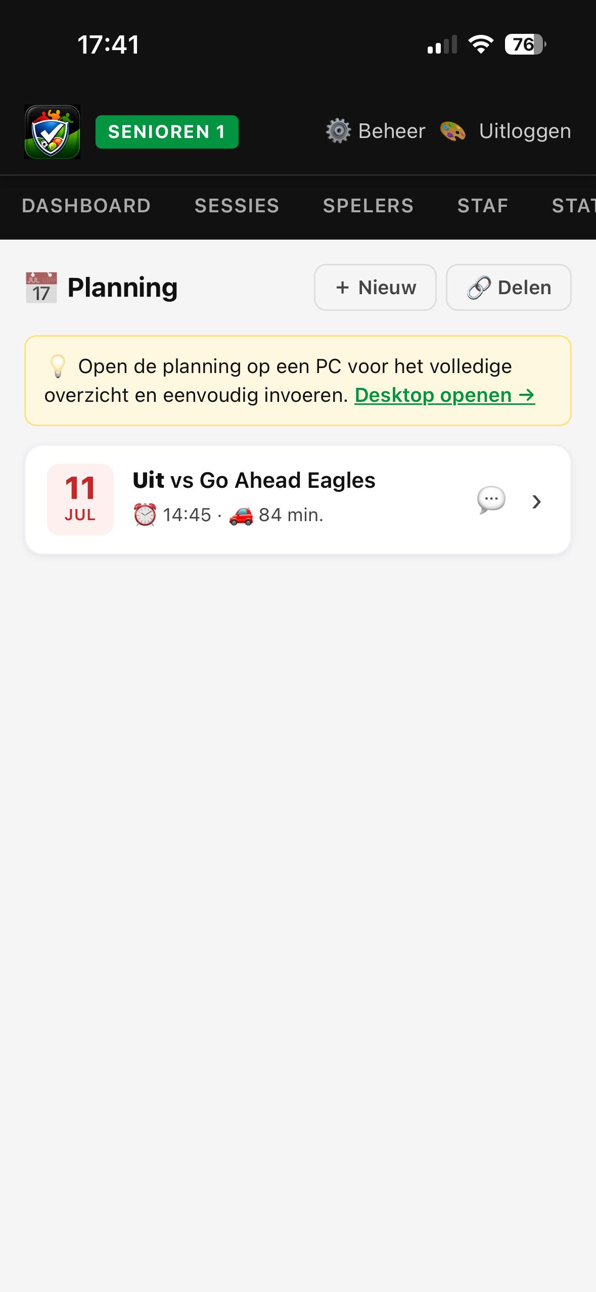 WhatsApp bericht planning