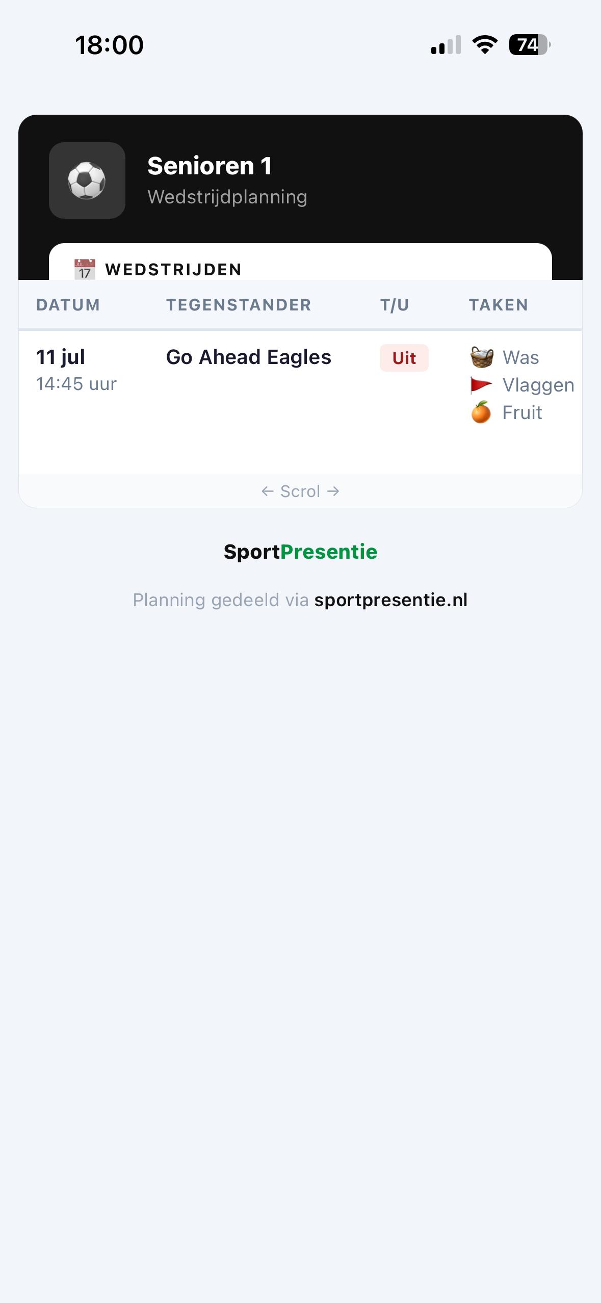 Planning overzicht gedeeld